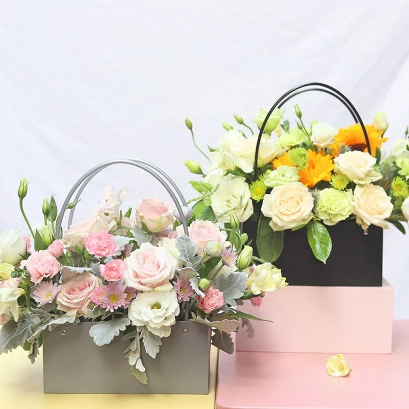 Florist Supply Buckets - 1 個フラワーペーパーボックスバケツ PVC 花屋ギフト 22 ×
