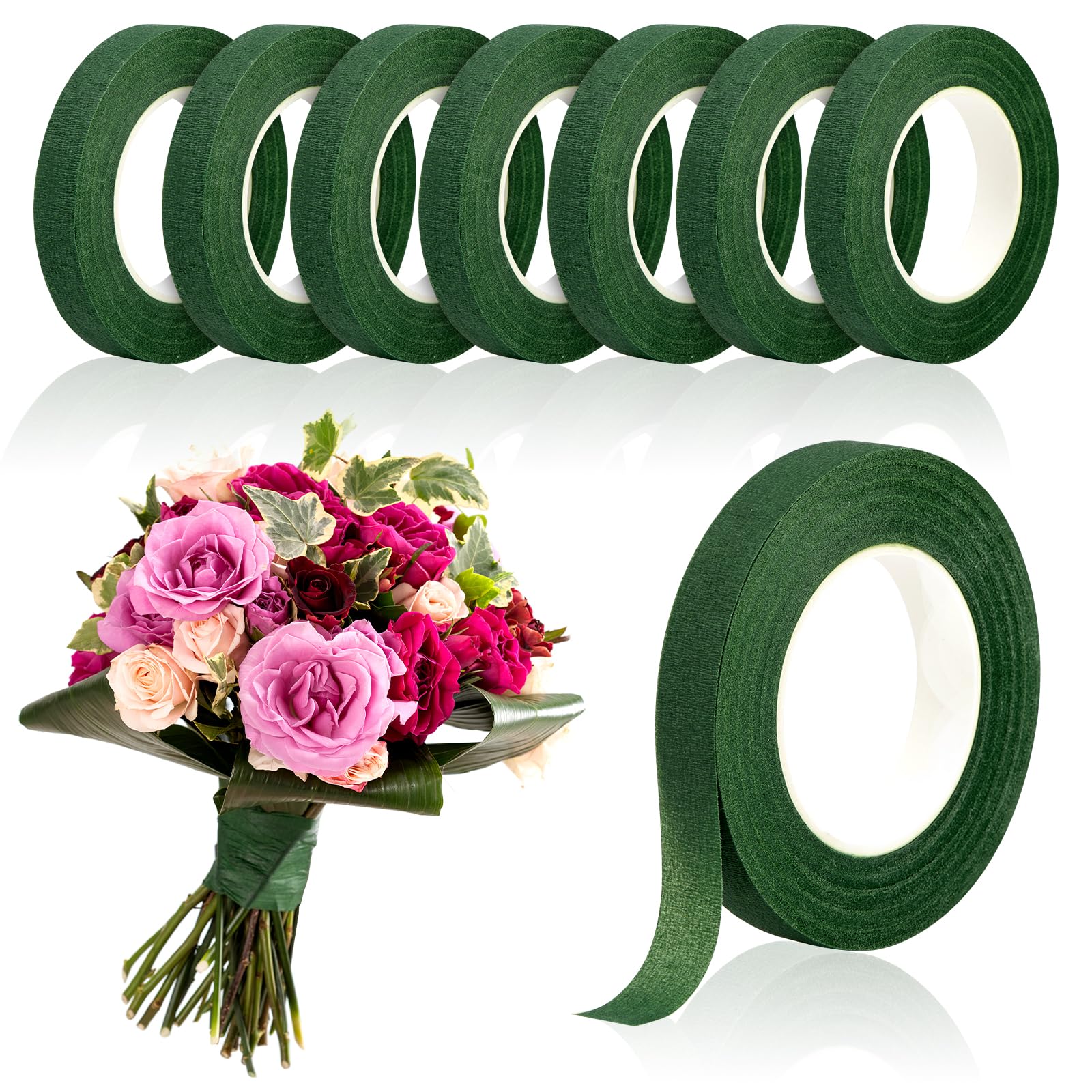 Floral Tape Green - 20 ヤードグリーンブーケ花柄テープ自己粘着包装紙テープ花屋包装 DIY 装飾花結婚式の用品