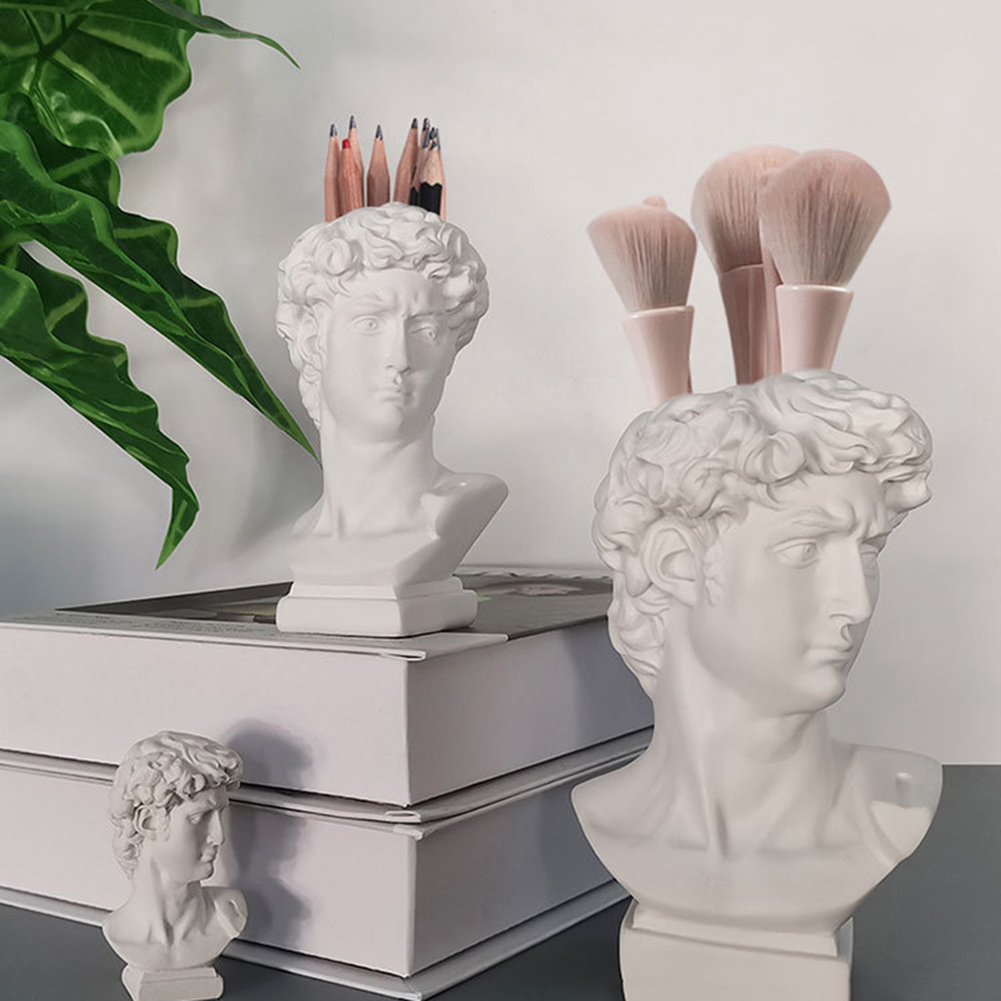 Florist Supply Vases - クリエイティブペンホルダーアートフラワーポット化粧ブラシ収納ポートレート人頭樹脂デビッドメディチ花瓶家の装飾装飾品