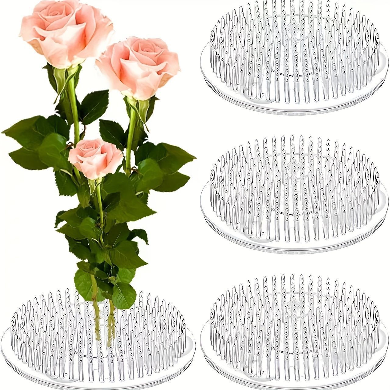 Florist Supply Vases - 丸型生け花ステムホルダー吸盤透明フラワーアレンジメントベース花固定ブラケット花瓶花固定ベースホルダー