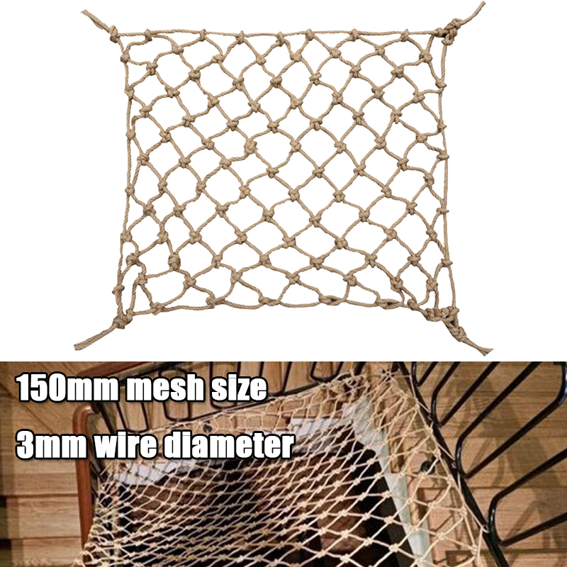 Twine Jute Natural - 1個入り麻縄クライミングネット天然ジュートロープDIYクラフトジュート麻ひもトレリス装飾ネットD3mmワイヤー天井メッシュ壁飾り