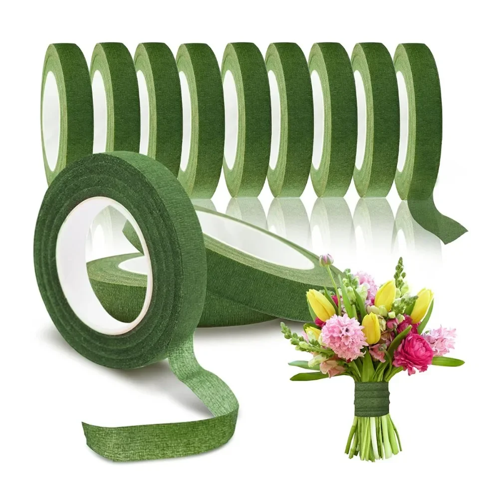 Floral Tape Green - グリーン美しい花テープ 18 メートル紙粘着テープローズフラワーラップフラワーアレンジメントリボン