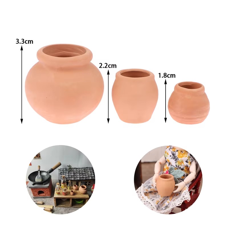 Florist Supply Vases - 1:12 ドールハウスミニチュアデコラ花瓶ミニテラコッタ花ポット DIY ドールハウスキッチン食品保存瓶 DIY シーンごっこ遊び
