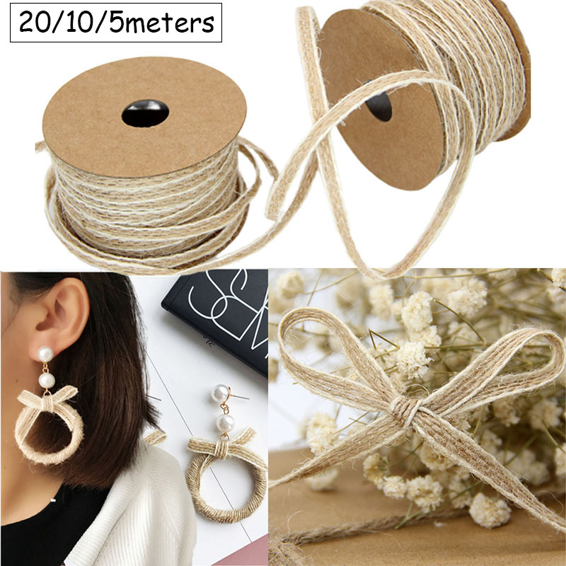 Twine Jute Natural - 20/10/5 メートル天然ジュートロープコードストリング麻ひも黄麻布リボン工芸 DIY 縫製ホームテキスタイルジュート麻ウェディングパーティーの装飾