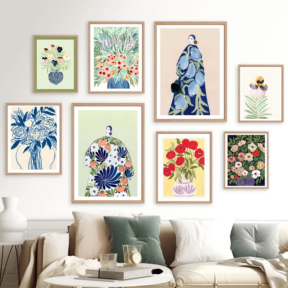 Florist Supply Vases - 抽象的な女性花瓶植物モダンギャラリーウォールアートプリントキャンバス絵画ボヘミアンポスター写真リビングルーム用12月