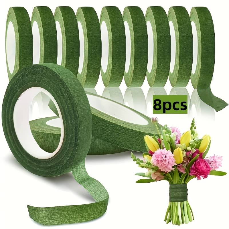 Floral Tape Green - 1. 8 個グリーン自己粘着花柄テープ耐久性のある花束結婚式の装飾テープ