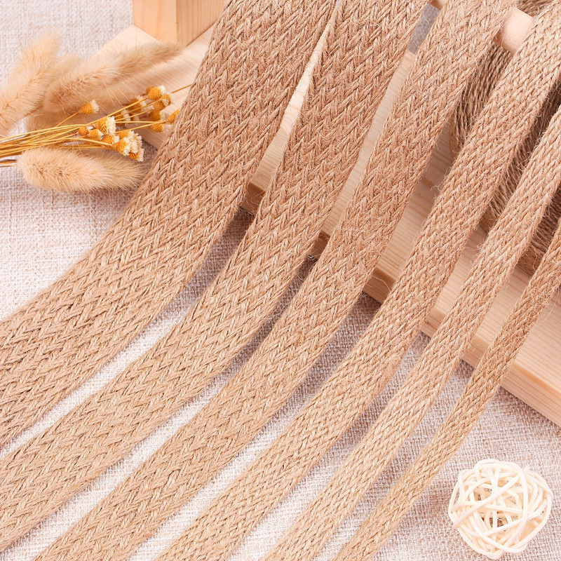 Twine Jute Natural - 10 メートル天然ジュート黄麻布紐コードフラット編み込みヴィンテージ素朴なリネンコード DIY リボンクラフトギフトラッピングパーティー装飾