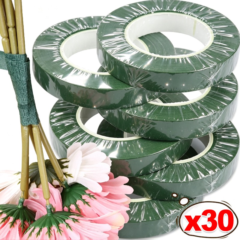 Floral Tape Green - 30/1x ガーデニングテープ自己粘着グリーンフローラルステムテープ DIY クラフト花束ラッピング結婚式の装飾用品