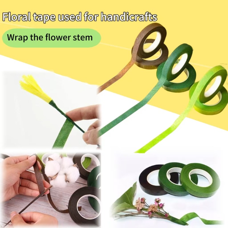 1-12 ロールグリーンブーケ花テープ自己粘着おしべ包装紙テ - Floral Tape Green のレビューと価格