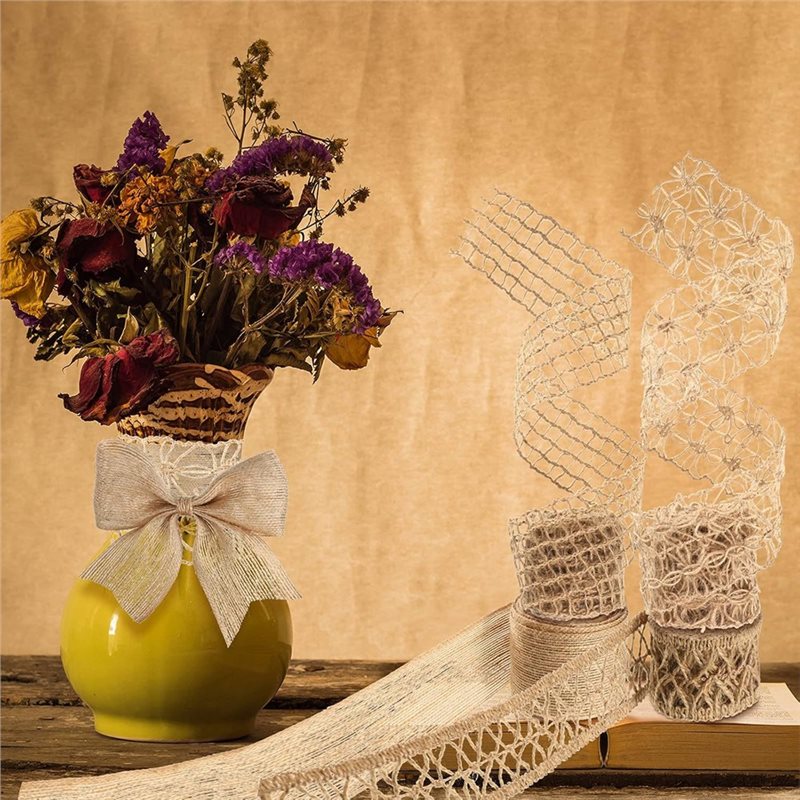 WORTHOWN-5ロール 13フィート バーラップリボン  - Twine Jute Natural のレビューと価格