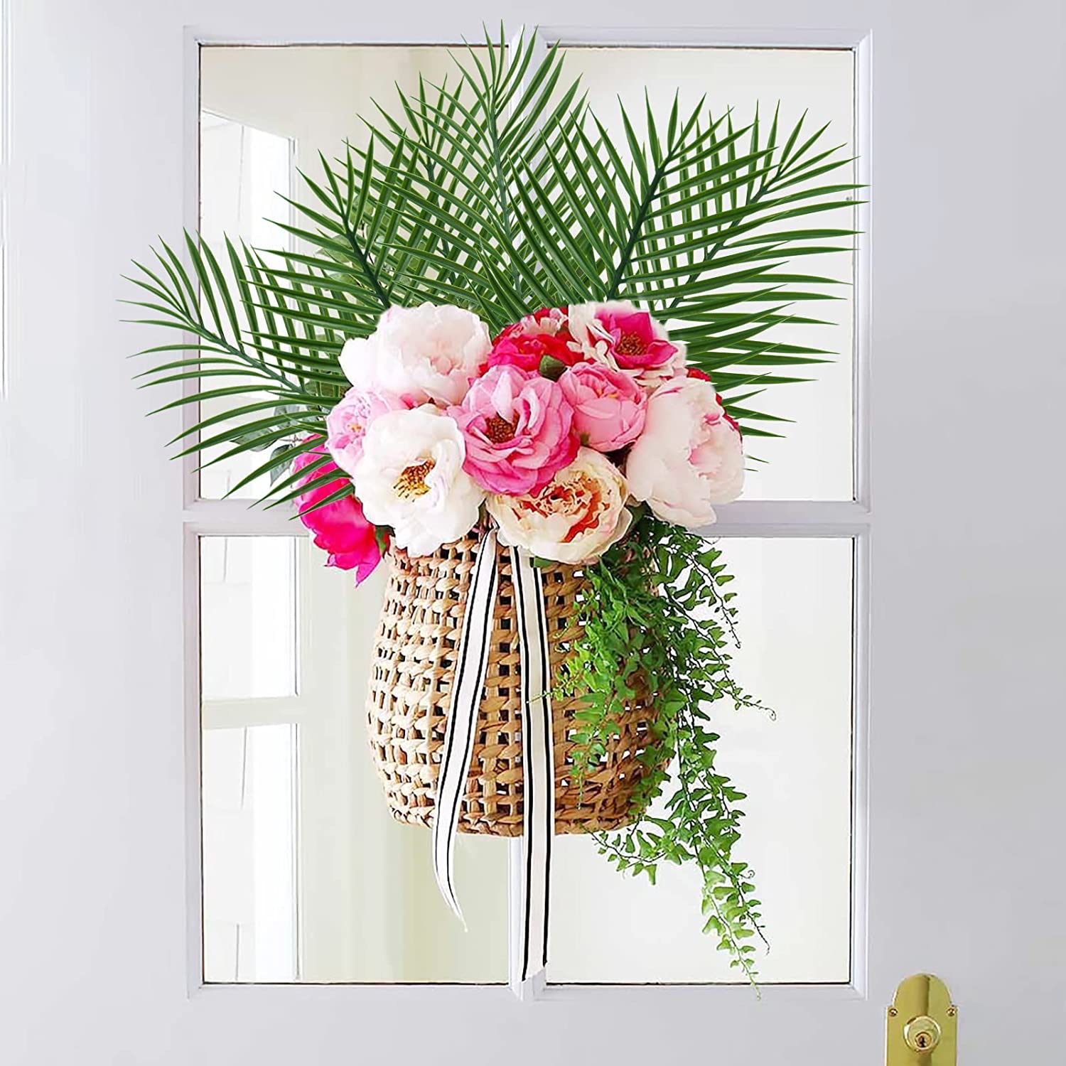 5 個ゴールデン人工ヤシの葉偽熱帯植物造花屋内屋外ホーム D - Florist Supply Vases のレビューと価格