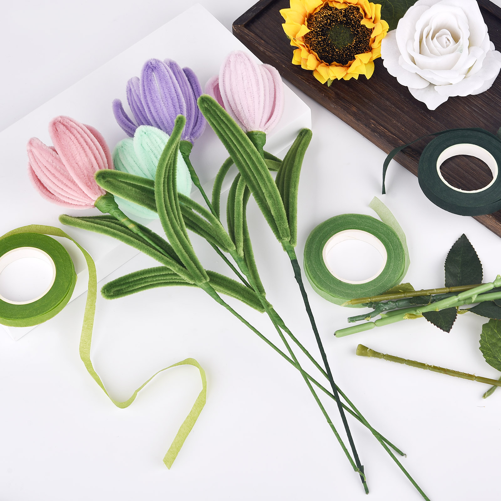 人工花用の茎テープ,花屋,ナイロン,カラフル,ボタンホール, - Floral Tape Green のレビューと価格