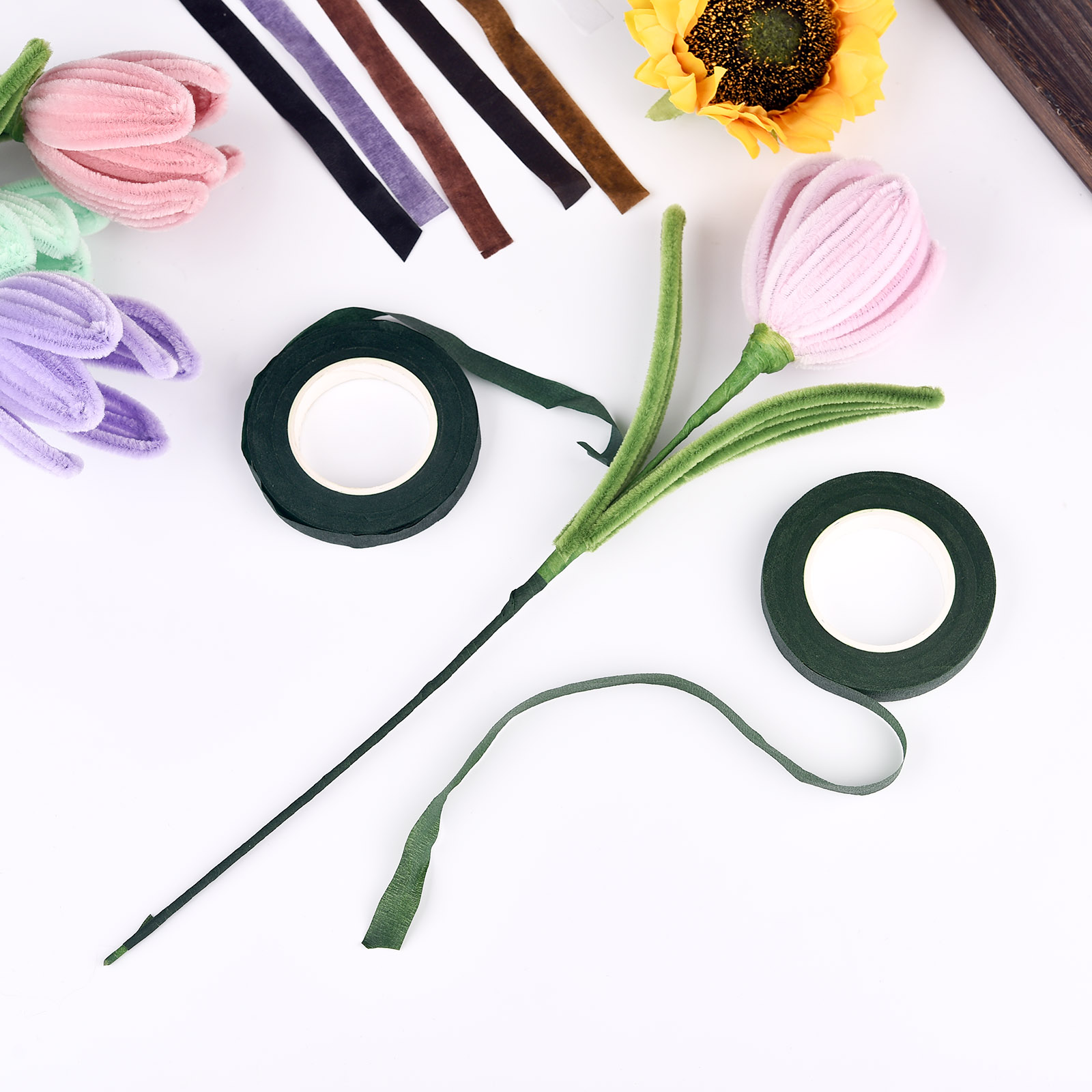 人工花用の茎テープ,花屋,ナイロン,カラフル,ボタンホール, - Floral Tape Green のレビューと価格