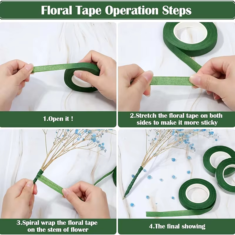 20 ヤードグリーンブーケ花柄テープ自己粘着包装紙テープ花屋 - Floral Tape Green のレビューと価格