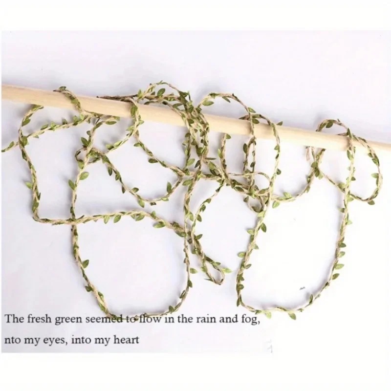天然ジュート麻ひもと人工緑葉付き素朴な葉の飾り紐、装飾麻縄D - Twine Jute Natural のレビューと価格