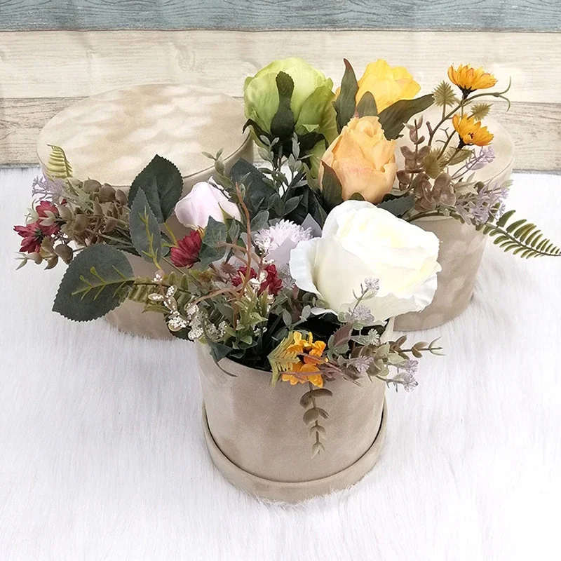 3 ピース/セットラウンド形状ベルベットギフトボックス花屋フ - Florist Supply Buckets のレビューと価格