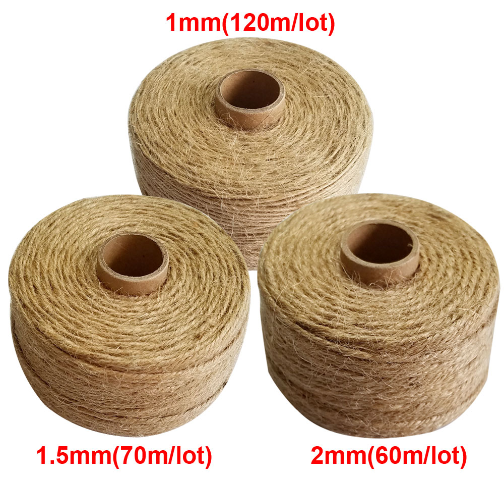100% 天然ジュートロープ、直径1mm〜2mm、パーティー - Twine Jute Natural のレビューと価格