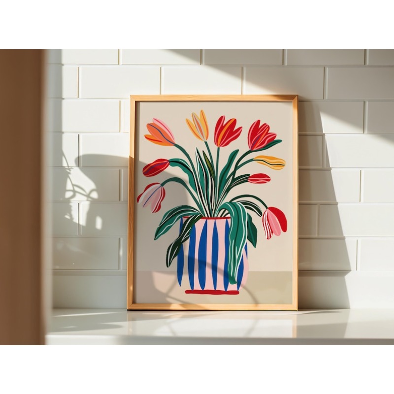 チューリップの花のキャンバスウォールアート2枚、フレームなし - Florist Supply Vases のレビューと価格