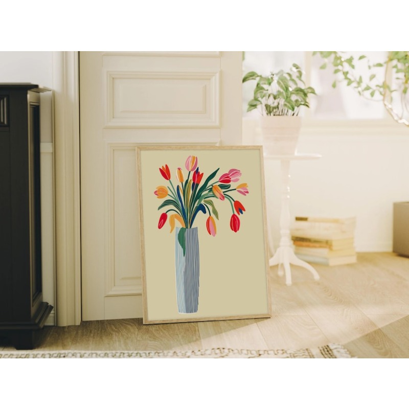 チューリップの花のキャンバスウォールアート2枚、フレームなし - Florist Supply Vases のレビューと価格