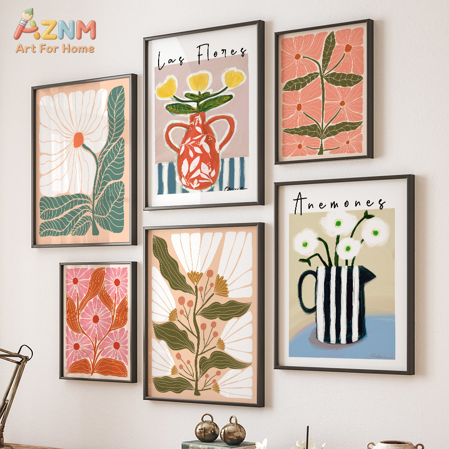 AZNM ボヘミアンフローラルキャンバスウォールアート抽象的 - Florist Supply Vases のレビューと価格